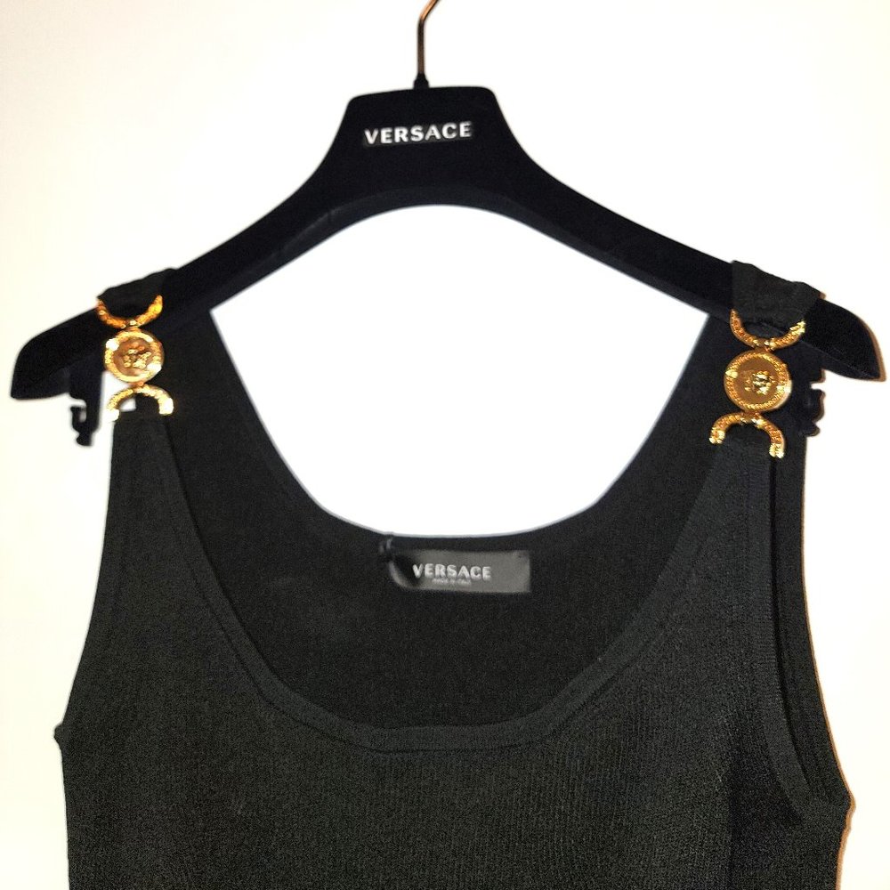 Authentic Versace Medusa '95 Ribbed Knit Mini Dress, Black, Size 46, NWT - Picture 8 of 10